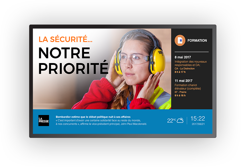 Écran d'affichage numérique pour prévention SST