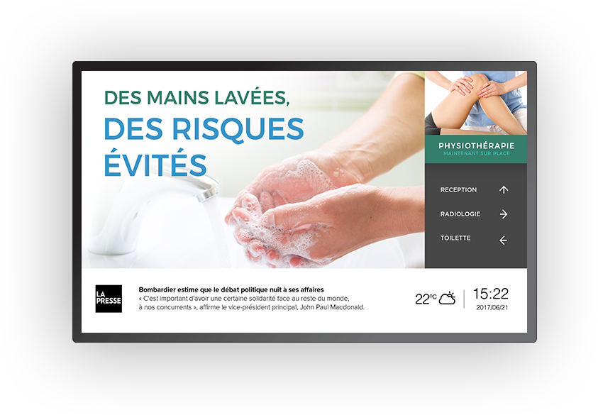 Écran d'affichage numérique pour centre hospitalier
