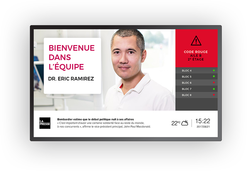Écran d'affichage dynamique pour hôpital