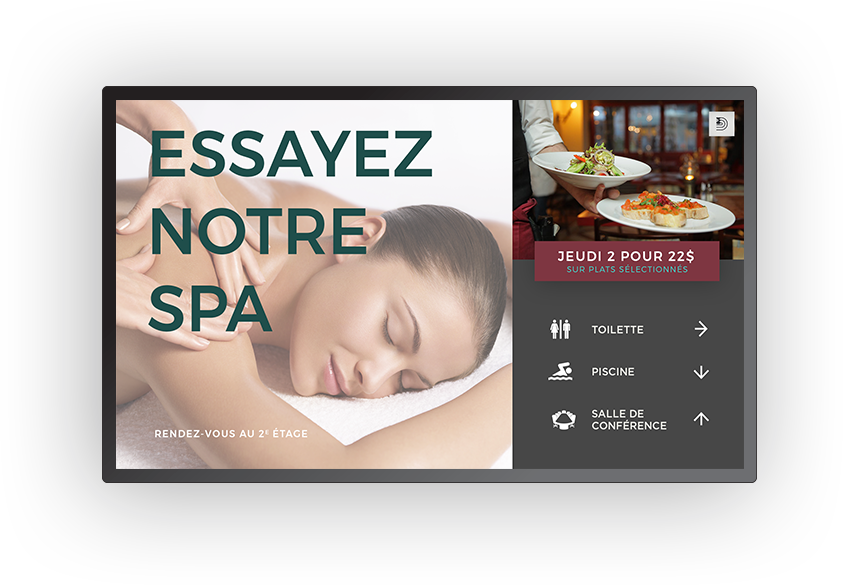 Écran d'affichage numérique pour hôtellerie