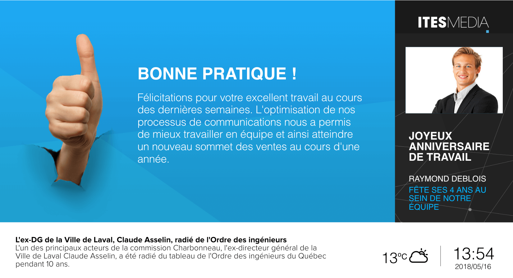 affichage dynamique communication interne